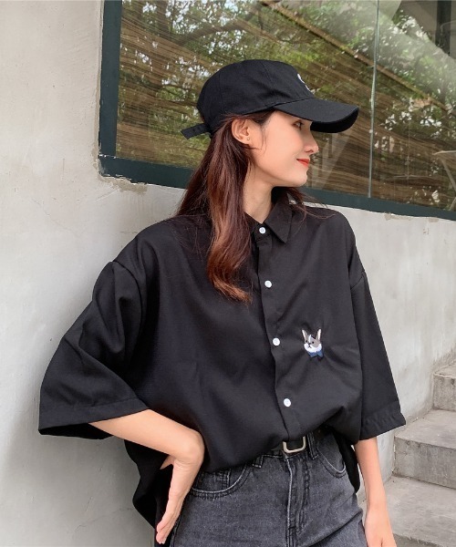MGV(エムジーヴィー)の「ワンポイントキャットシャツ(シャツ/ブラウス・レディース・ホワイト/ブラック・MEDIUM/LARGE/X-LARGE)」の14枚目の写真