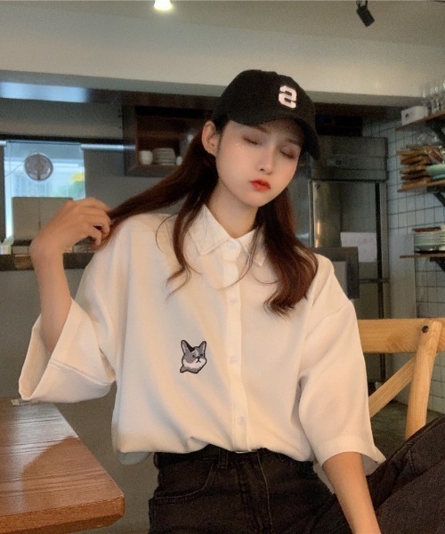MGV(エムジーヴィー)の「ワンポイントキャットシャツ(シャツ/ブラウス・レディース・ホワイト/ブラック・MEDIUM/LARGE/X-LARGE)」の15枚目の写真