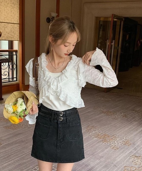 almo(アルモ)の「【LAMPOON】フラワージャガードカーディガン(カーディガン/ボレロ・レディース・ホワイト/ベージュ・FREE)」の3枚目の写真