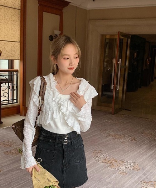 almo(アルモ)の「【LAMPOON】フラワージャガードカーディガン(カーディガン/ボレロ・レディース・ホワイト/ベージュ・FREE)」の4枚目の写真