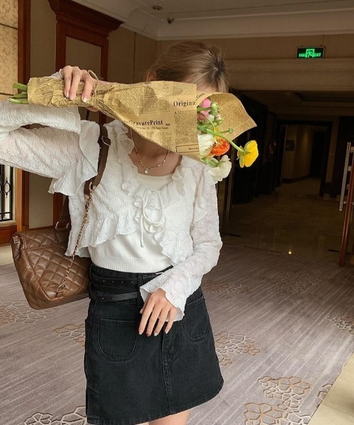 almo(アルモ)の「【LAMPOON】フラワージャガードカーディガン(カーディガン/ボレロ・レディース・ホワイト/ベージュ・FREE)」の6枚目の写真