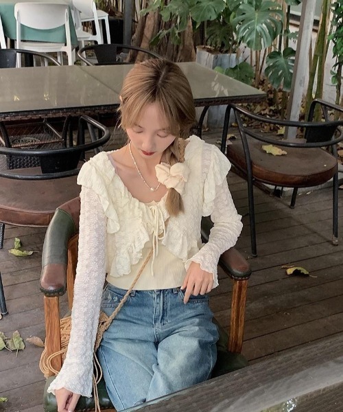 almo(アルモ)の「【LAMPOON】フラワージャガードカーディガン(カーディガン/ボレロ・レディース・ホワイト/ベージュ・FREE)」の11枚目の写真