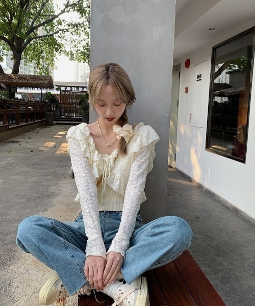 almo(アルモ)の「【LAMPOON】フラワージャガードカーディガン(カーディガン/ボレロ・レディース・ホワイト/ベージュ・FREE)」の13枚目の写真