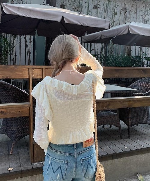 almo(アルモ)の「【LAMPOON】フラワージャガードカーディガン(カーディガン/ボレロ・レディース・ホワイト/ベージュ・FREE)」の15枚目の写真