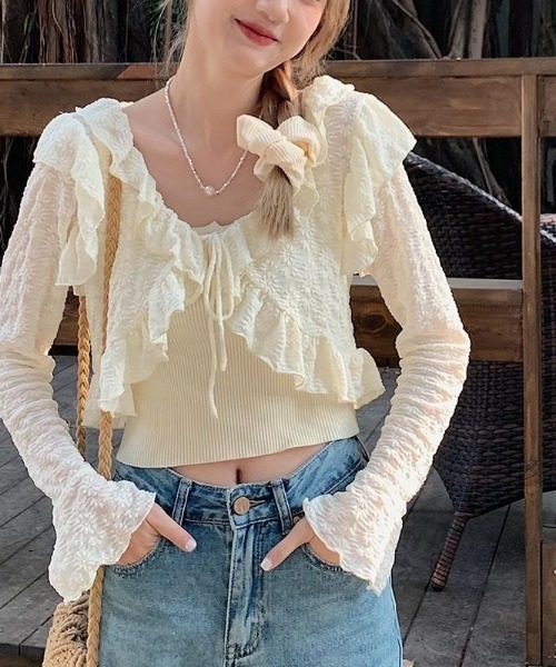 almo(アルモ)の「【LAMPOON】フラワージャガードカーディガン(カーディガン/ボレロ・レディース・ホワイト/ベージュ・FREE)」の17枚目の写真