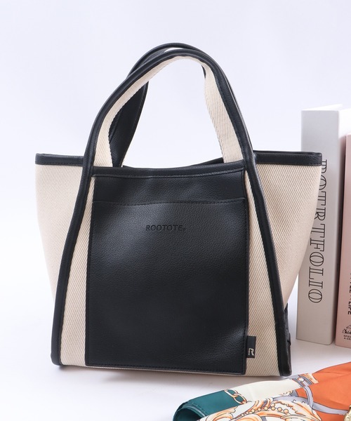 ROOTOTE(ルートート)の「ROOTOTE 異素材コンビミニトートBAG(トートバッグ・メンズ・レオパード/シルバー/ナチュラル/ローズ/ゼブラ/ブラック/ネイビー・FREE)」の3枚目の写真