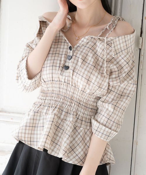 抜き襟ペプラムシャツ（シャツ/ブラウス）｜DearMyLoveMillor（ディアマイラブミラー）