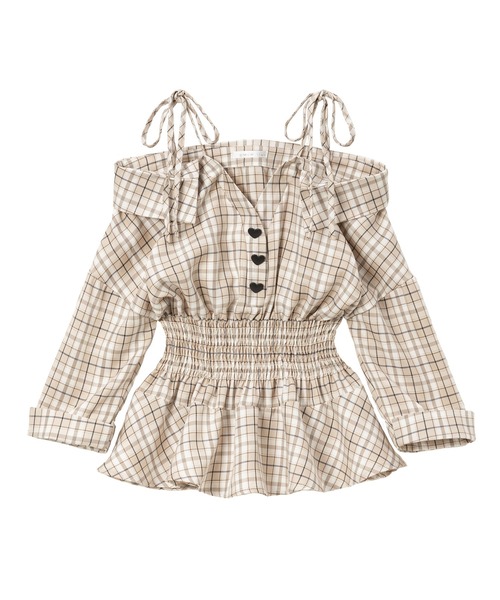 DearMyLoveMillor(ディアマイラブミラー)の「抜き襟ペプラムシャツ(シャツ/ブラウス・レディース・ベージュ・LARGE/MEDIUM/XX-LARGE/X-LARGE)」の5枚目の写真