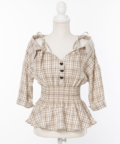 DearMyLoveMillor(ディアマイラブミラー)の「抜き襟ペプラムシャツ(シャツ/ブラウス・レディース・ベージュ・LARGE/MEDIUM/XX-LARGE/X-LARGE)」の15枚目の写真