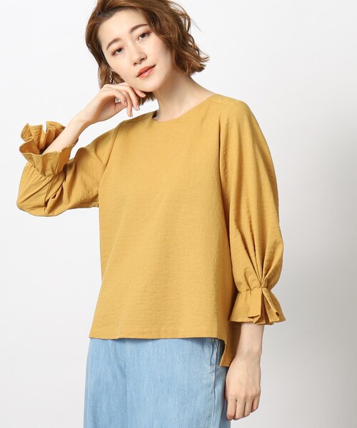 grove(グローブ)の「◆きちんと見えの麻調袖デザインブラウス!(シャツ/ブラウス・レディース・ブラック系2/イエロー/ブルー/ブラック・02/03/04/01/05)」の4枚目の写真