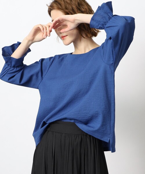 grove(グローブ)の「◆きちんと見えの麻調袖デザインブラウス!(シャツ/ブラウス・レディース・ブラック系2/イエロー/ブルー/ブラック・02/03/04/01/05)」の1枚目の写真