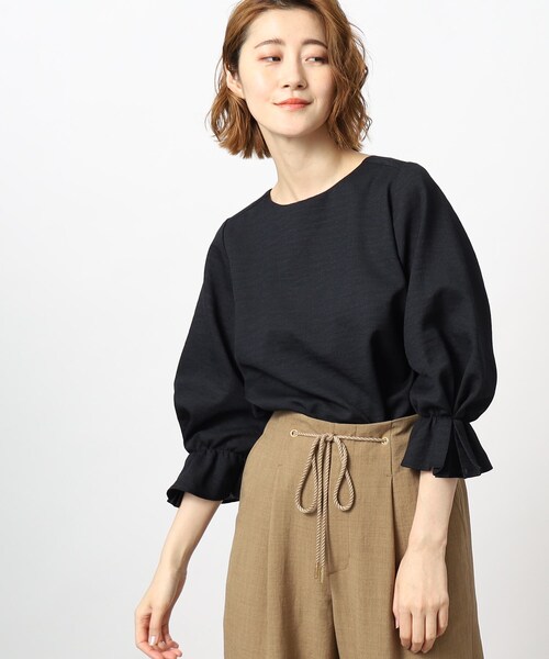 grove(グローブ)の「◆きちんと見えの麻調袖デザインブラウス!(シャツ/ブラウス・レディース・ブラック系2/イエロー/ブルー/ブラック・02/03/04/01/05)」の2枚目の写真