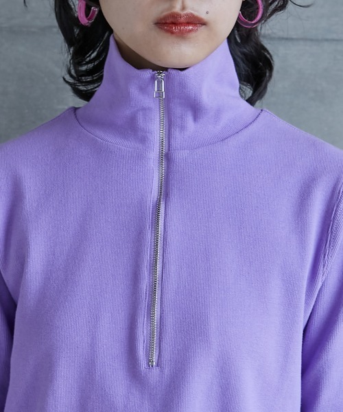 GEVS.(ジェイヴィス)の「<大きいサイズ> ハーフジップハイネックカットソー GEVS.(Tシャツ/カットソー・レディース・ブラック/パープル・L/LL/3L/4L/5L)」の7枚目の写真