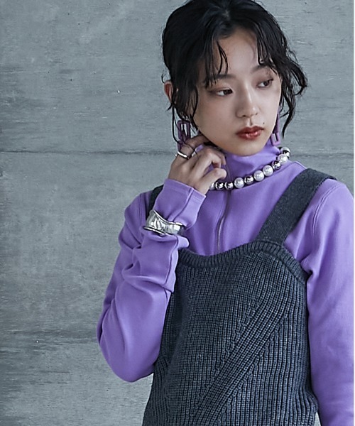 GEVS.(ジェイヴィス)の「<大きいサイズ> ハーフジップハイネックカットソー GEVS.(Tシャツ/カットソー・レディース・ブラック/パープル・L/LL/3L/4L/5L)」の21枚目の写真