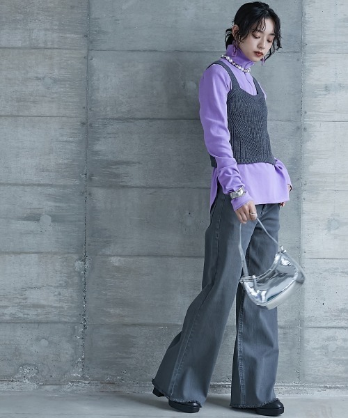 GEVS.(ジェイヴィス)の「<大きいサイズ> ハーフジップハイネックカットソー GEVS.(Tシャツ/カットソー・レディース・ブラック/パープル・L/LL/3L/4L/5L)」の8枚目の写真