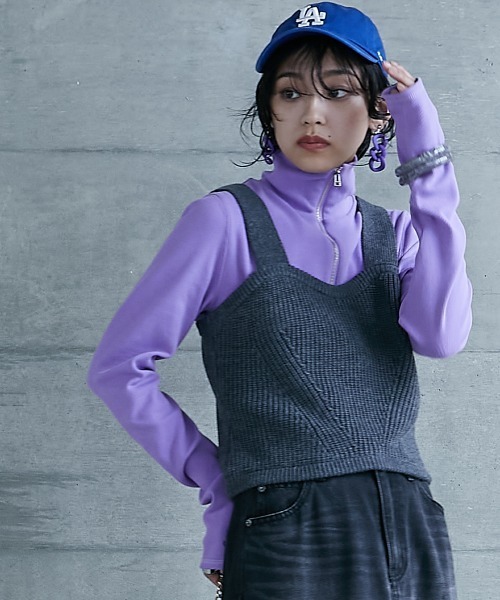 GEVS.(ジェイヴィス)の「<大きいサイズ> ハーフジップハイネックカットソー GEVS.(Tシャツ/カットソー・レディース・ブラック/パープル・L/LL/3L/4L/5L)」の20枚目の写真