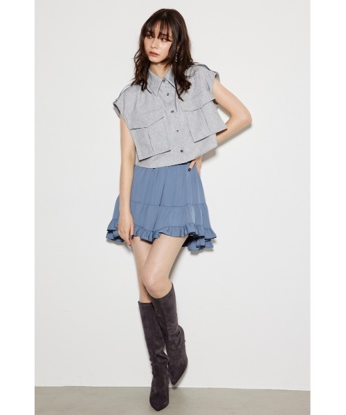 rienda（リエンダ）の「ティアードフリルショートパンツ（その他パンツ・レディース・ブラック/ブルー/グレー・SMALL/MEDIUM）」の4枚目の写真