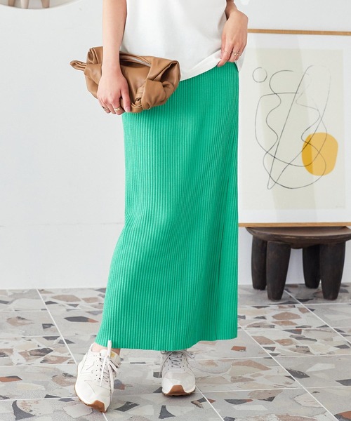 KOBE LETTUCE（コウベレタス）の「セルフカットできる バックスリットリブタイトスカート（スカート・レディース・アイボリー/グリーン/ライトグレー/レッド/ブラック/グレイッシュベージュ/チャコールグレー/ブラウン・M/L/XL）」の7枚目の写真