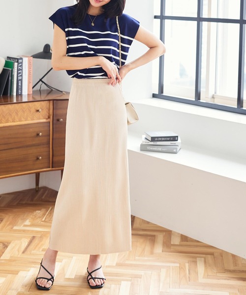 KOBE LETTUCE（コウベレタス）の「セルフカットできる バックスリットリブタイトスカート（スカート・レディース・アイボリー/グリーン/ライトグレー/レッド/ブラック/グレイッシュベージュ/チャコールグレー/ブラウン・M/L/XL）」の13枚目の写真