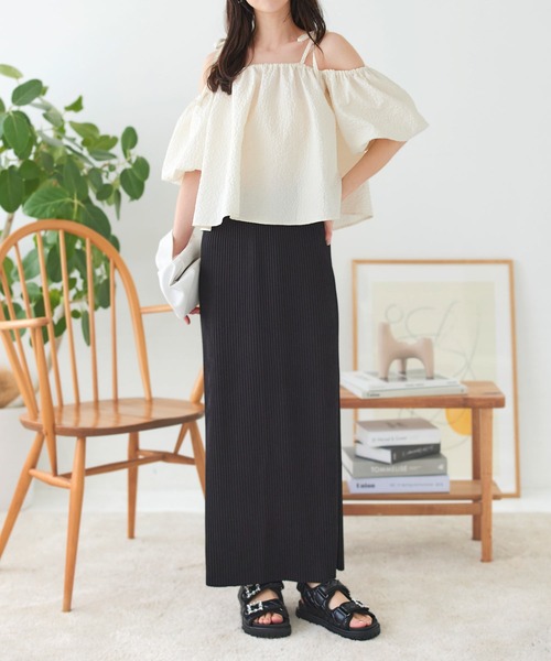 KOBE LETTUCE（コウベレタス）の「セルフカットできる バックスリットリブタイトスカート（スカート・レディース・アイボリー/グリーン/ライトグレー/レッド/ブラック/グレイッシュベージュ/チャコールグレー/ブラウン・M/L/XL）」の19枚目の写真