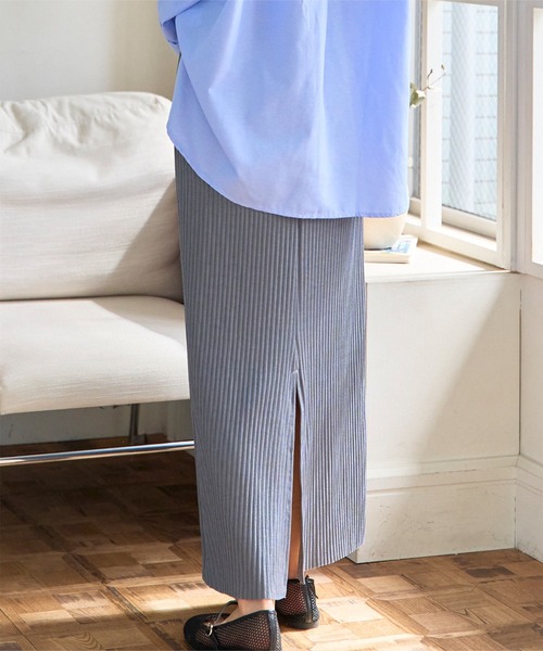 KOBE LETTUCE（コウベレタス）の「セルフカットできる バックスリットリブタイトスカート（スカート・レディース・アイボリー/グリーン/ライトグレー/レッド/ブラック/グレイッシュベージュ/チャコールグレー/ブラウン・M/L/XL）」の20枚目の写真