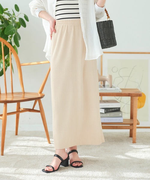 KOBE LETTUCE（コウベレタス）の「セルフカットできる バックスリットリブタイトスカート（スカート・レディース・アイボリー/グリーン/ライトグレー/レッド/ブラック/グレイッシュベージュ/チャコールグレー/ブラウン・M/L/XL）」の17枚目の写真