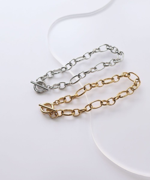 CEMONEMO（セモネモ）の「【金属アレルギー対応】 ミックスチェーン マンテルブレスレット / サージカルステンレス 316L（ブレスレット・レディース・ゴールド/シルバー・FREE）」の5枚目の写真