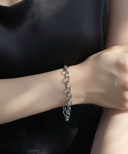 CEMONEMO（セモネモ）の「【金属アレルギー対応】 ミックスチェーン マンテルブレスレット / サージカルステンレス 316L（ブレスレット・レディース・ゴールド/シルバー・FREE）」の3枚目の写真