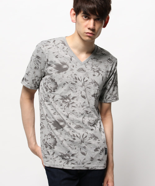 VENCEEXCHANGE(ヴァンスエクスチェンジ)の「単色総花柄Tシャツ (Tシャツ/カットソー・メンズ・オフホワイト/グレー・SMALL/LARGE/MEDIUM)」の1枚目の写真