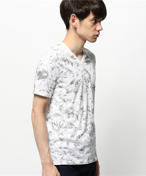 VENCEEXCHANGE(ヴァンスエクスチェンジ)の「単色総花柄Tシャツ (Tシャツ/カットソー・メンズ・オフホワイト/グレー・SMALL/LARGE/MEDIUM)」の4枚目の写真