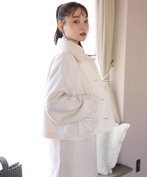 one after another NICE CLAUP（ワンアフターアナザーナイスクラップ）の「ブークレジャケット/セットアップアイテムあり（その他アウター・レディース・アイボリー/ミント/ピンク・FREE）」の6枚目の写真