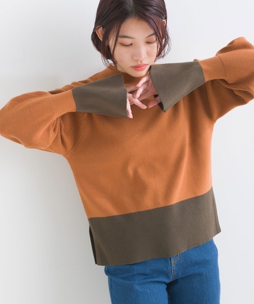 FURRY(ファーリー)の「リブ切替キャンディスリーブプルオーバー(Tシャツ/カットソー・レディース・アイボリー/オレンジ/パープル/ネイビー・FREE)」の2枚目の写真