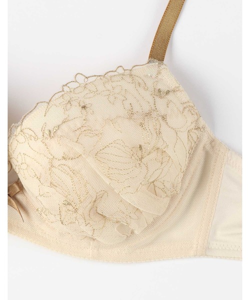 AMPHI（アンフィ）の「【まる胸メイク】ブラ&ショーツセット（ブラ&ショーツ・レディース・ホワイト×ブルー/クリアレッド/ベージュ・B65/C65/C70/C75/D65/D70/D75/E65/E70/E75/B70/B75）」の10枚目の写真