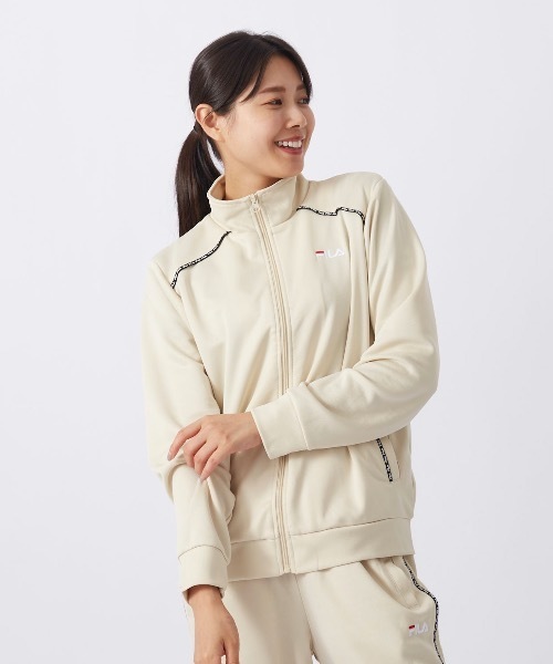 FILA(フィラ)の「【FILA:フィラ】トラックジャケット レディース ブルゾン スタンドネック ブリスタートラックジャケット ジャージ(ブルゾン・レディース・ネイビー/チャコールグレー/ピンク/オフホワイト/ブラック・MEDIUM/LARGE/X-LARGE)」の2枚目の写真