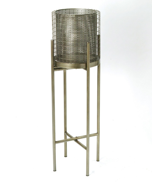 SPICE OF LIFE（スパイス オブ ライフ）の「コンテンポ アイアンスタンド付きパンチングメタルポット Lサイズ（フラワーベース・レディース・ゴールド系・ONE SIZE）」の2枚目の写真