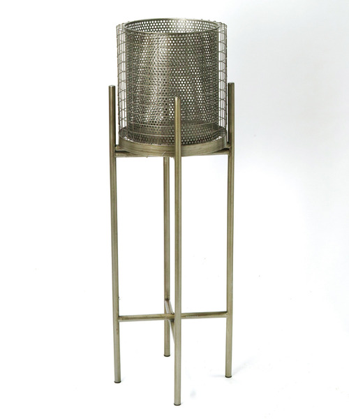 SPICE OF LIFE（スパイス オブ ライフ）の「コンテンポ アイアンスタンド付きパンチングメタルポット Lサイズ（フラワーベース・レディース・ゴールド系・ONE SIZE）」の3枚目の写真