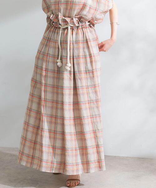 URBAN RESEARCH ROSSO WOMEN(アーバンリサーチ ロッソ)の「POSTELEGANT LINEN CHECKSKIRT(スカート・レディース・ベージュ系その他・SMALL)」の2枚目の写真