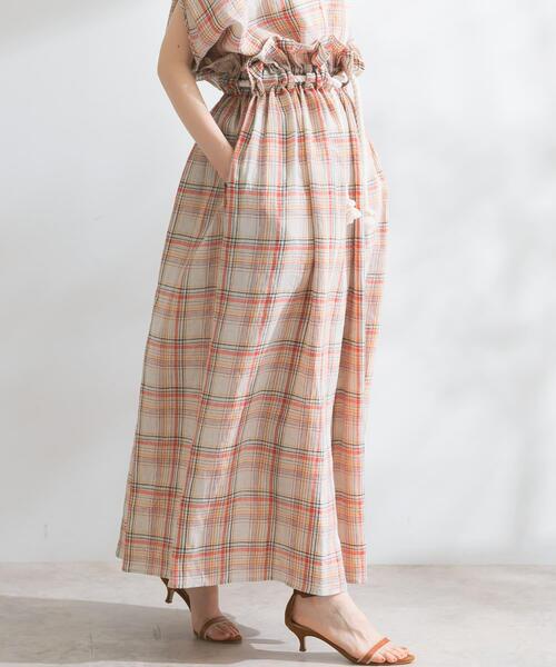 URBAN RESEARCH ROSSO WOMEN(アーバンリサーチ ロッソ)の「POSTELEGANT LINEN CHECKSKIRT(スカート・レディース・ベージュ系その他・SMALL)」の3枚目の写真