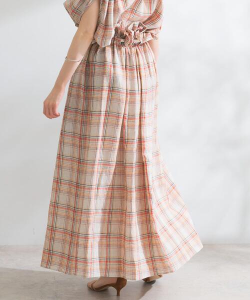 URBAN RESEARCH ROSSO WOMEN(アーバンリサーチ ロッソ)の「POSTELEGANT LINEN CHECKSKIRT(スカート・レディース・ベージュ系その他・SMALL)」の4枚目の写真