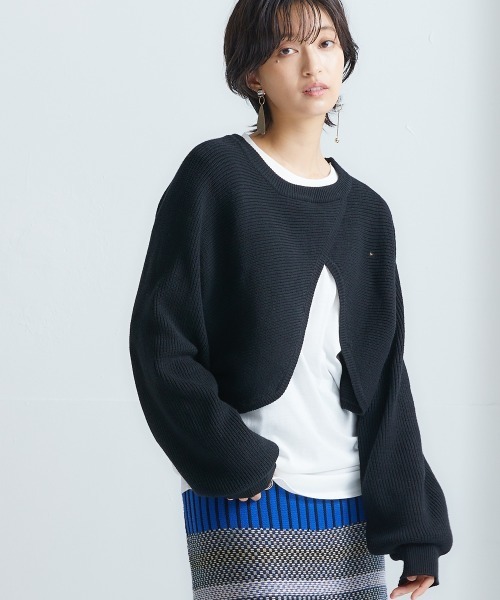 Soiunique（スワユニーク）の「【2点セット】カシュクール風変形ニット+ロンT ［Soiunique］（ニット/セーター・レディース・ブラック/ダークグリーン・M/LL/L）」の5枚目の写真
