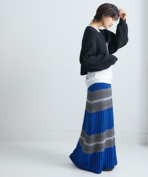 Soiunique（スワユニーク）の「【2点セット】カシュクール風変形ニット+ロンT ［Soiunique］（ニット/セーター・レディース・ブラック/ダークグリーン・M/LL/L）」の6枚目の写真