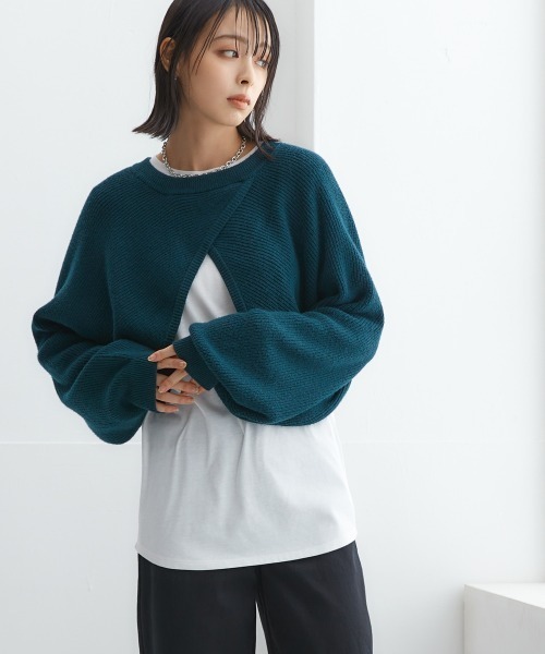 Soiunique（スワユニーク）の「【2点セット】カシュクール風変形ニット+ロンT ［Soiunique］（ニット/セーター・レディース・ブラック/ダークグリーン・M/LL/L）」の10枚目の写真