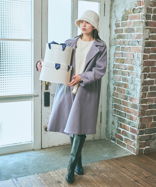 mysty woman（ミスティウーマン）の「ペプラムチュニックプルオーバー　990904（ニット/セーター・レディース・ライトベージュ/パープル/オフホワイト/ライトグリーン・FREE）」の5枚目の写真