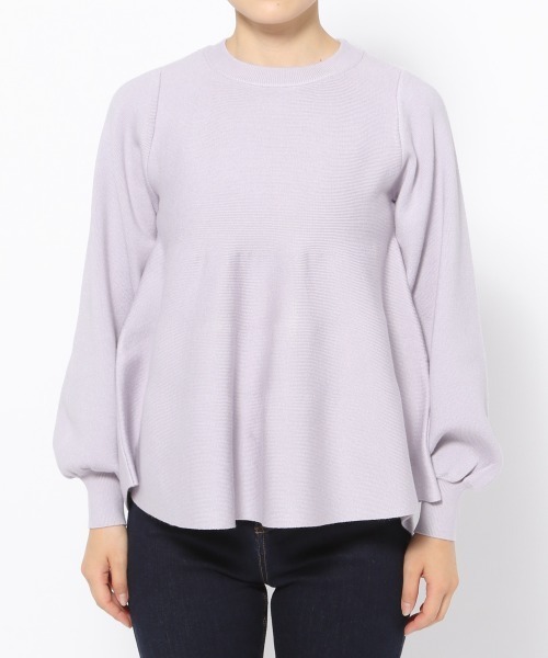 mysty woman（ミスティウーマン）の「ペプラムチュニックプルオーバー　990904（ニット/セーター・レディース・ライトベージュ/パープル/オフホワイト/ライトグリーン・FREE）」の15枚目の写真