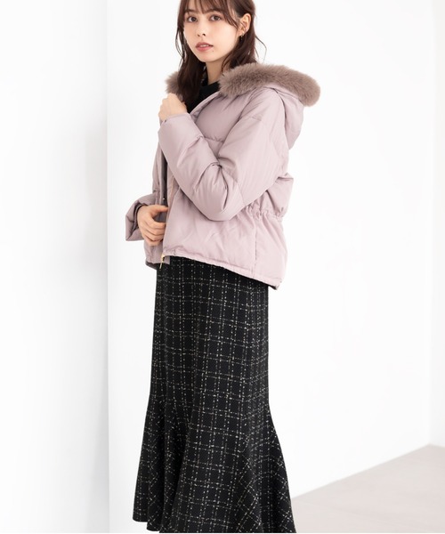 MISCH MASCH（ミッシュマッシュ）の「■2023秋冬新作■フード付きショートダウン/MM348602（ダウンジャケット/コート・レディース・モカ/アイボリー/ブラック・S/M）」の5枚目の写真