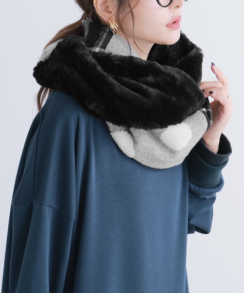 osharewalker（オシャレウォーカー）の「【廃盤】『ミックス柄スヌード』（ネックウォーマー/スヌード・レディース・ブラック・FREE）」の2枚目の写真