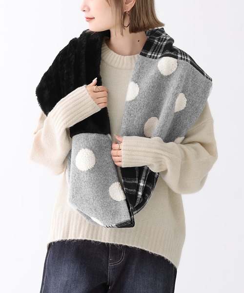 osharewalker（オシャレウォーカー）の「【廃盤】『ミックス柄スヌード』（ネックウォーマー/スヌード・レディース・ブラック・FREE）」の3枚目の写真