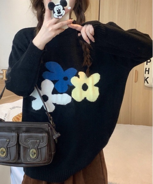 SHEENA（シーナ）の「花柄ジャガードニットトップス（ニット/セーター