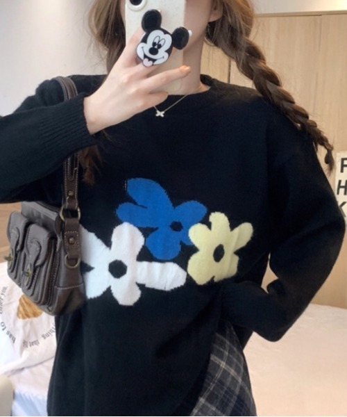 SHEENA(シーナ)の「花柄ジャガードニットトップス(ニット/セーター・レディース・ブラック/ダークグリーン・M)」の19枚目の写真