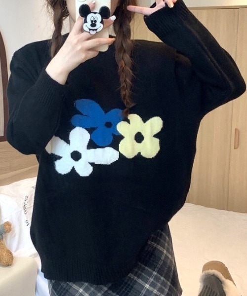 SHEENA(シーナ)の「花柄ジャガードニットトップス(ニット/セーター・レディース・ブラック/ダークグリーン・M)」の21枚目の写真